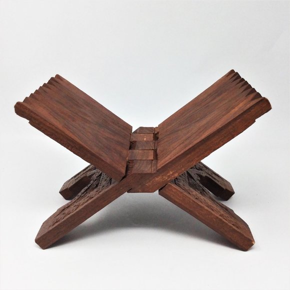 Vintage Carved Wooden Book Holder